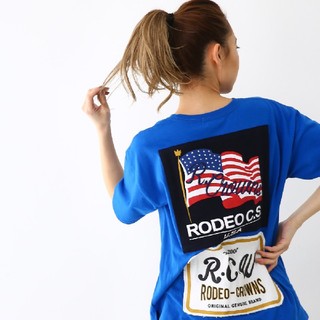 ロデオクラウンズワイドボウル(RODEO CROWNS WIDE BOWL)のブルー メニータグTシャツ(Tシャツ(半袖/袖なし))
