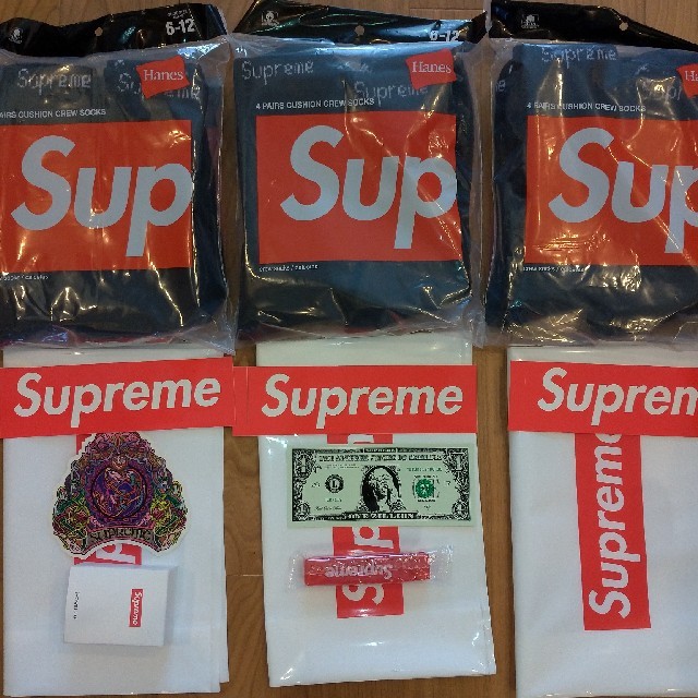 オマケ付き Supreme Hanes Crew Socks 12足セット