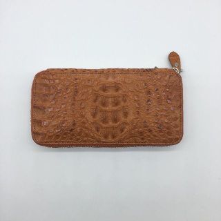 【新品】クロコ鰐革 長財布 ブラウン 【イタリア製 】化粧箱有り(長財布)