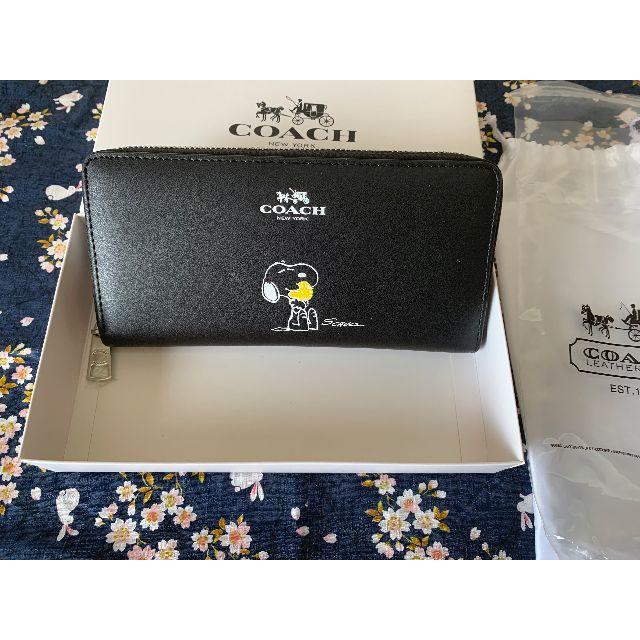 COACHコーチ長財布 F53773 ブラック スヌーピー女性財布 アウトレット