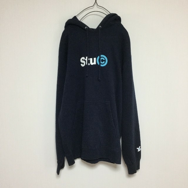 90's STUSSY パーカー モノグラム ビッグシルエット フロントロゴ