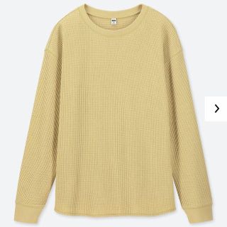 ユニクロ(UNIQLO)のユニクロ ワッフルクルーネックT イエロー Lサイズ(Tシャツ(長袖/七分))