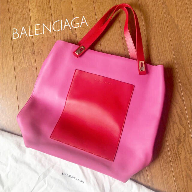 バレンシアガ トートバッグ レザー ピンク×赤 BALENCIAGA