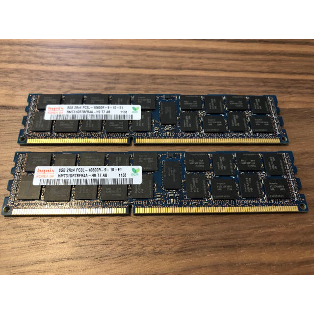 ECCRegistered状態hynix サーバー用メモリ 8GBx2 DDR3 PC3L-PC10600R