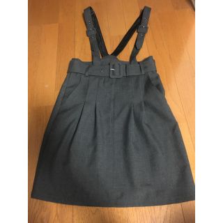 ブラックバイマウジー(BLACK by moussy)のブラックバイマウジー サロペットスカート グレー サイズ2 ベルト付き 美品(ミニスカート)