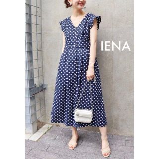 イエナ(IENA)の新品未使用⭐︎ 定価 23760円 IENAレトロドットワンピース ネイビー(ひざ丈ワンピース)