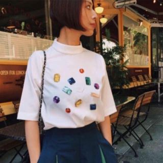 アメリヴィンテージ(Ameri VINTAGE)のAmeri VINTAGE MANY BIJOU HI NECK TOP(シャツ/ブラウス(半袖/袖なし))