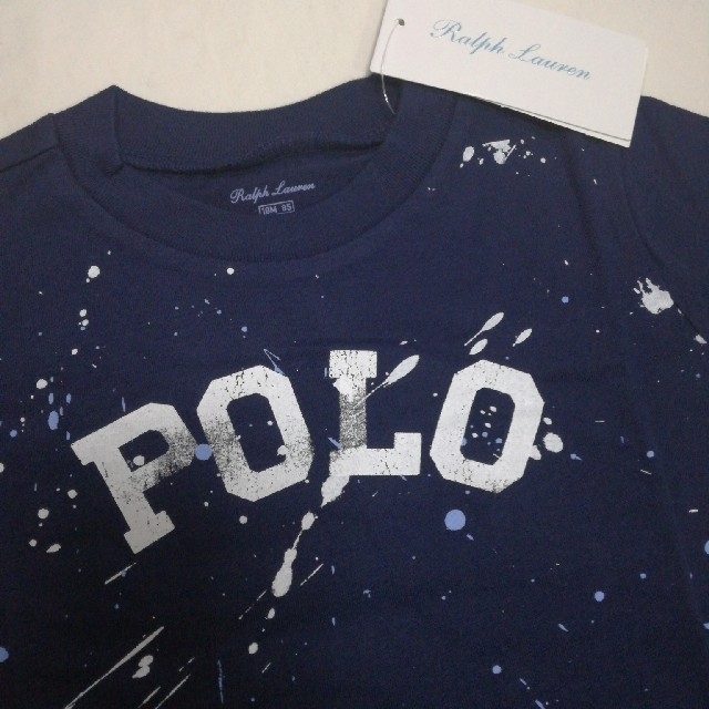 POLO RALPH LAUREN(ポロラルフローレン)の新品　ラルフローレン　サイズ80　ペイントスプラッター　コットンTシャツネイビー キッズ/ベビー/マタニティのベビー服(~85cm)(Ｔシャツ)の商品写真