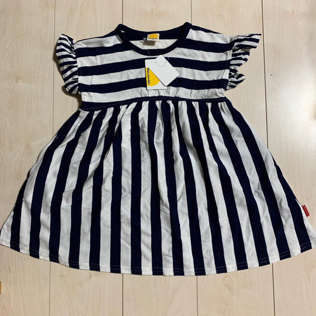 mou jon jon(ムージョンジョン)のボーダー ワンピース  100cm キッズ/ベビー/マタニティのキッズ服女の子用(90cm~)(ワンピース)の商品写真