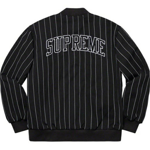 Supreme - supreme pinstripe varsity jacket 最高の通販 by shop ...