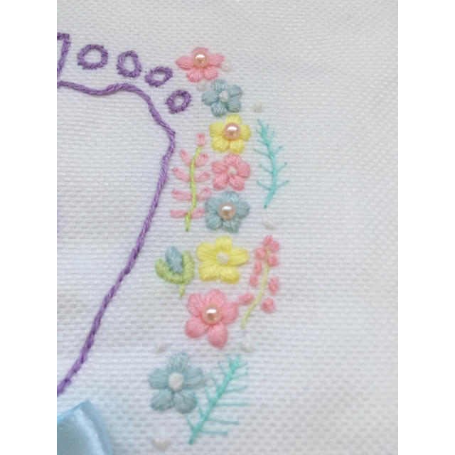 花束刺繍  足型  手型刺繍 ハンドメイド オーダーメイド ベビーピンク