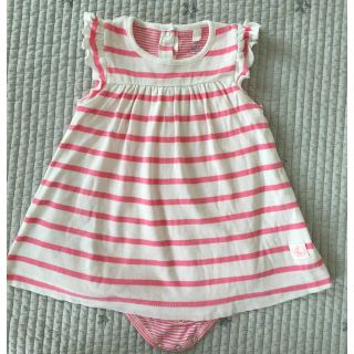 プチバトー(PETIT BATEAU)のプチバトー ボーダーワンピース 6m67㎝(ワンピース)