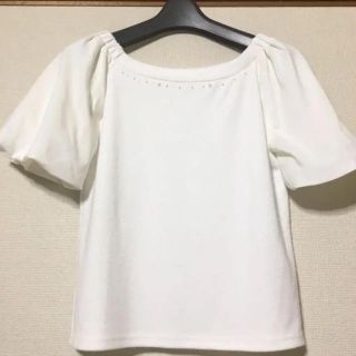 マジェスティックレゴン(MAJESTIC LEGON)のマジェスティックレゴン  パール付き袖シフォンプルオーバー(シャツ/ブラウス(半袖/袖なし))