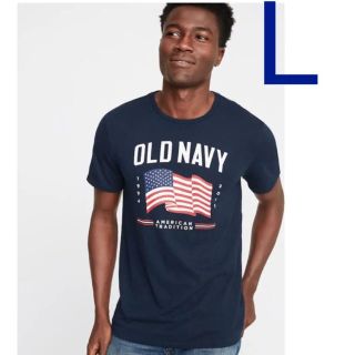 オールドネイビー(Old Navy)の2019年限定★OLD NAVY メンズL 星条旗フラッグTシャツ ネイビー(Tシャツ/カットソー(半袖/袖なし))