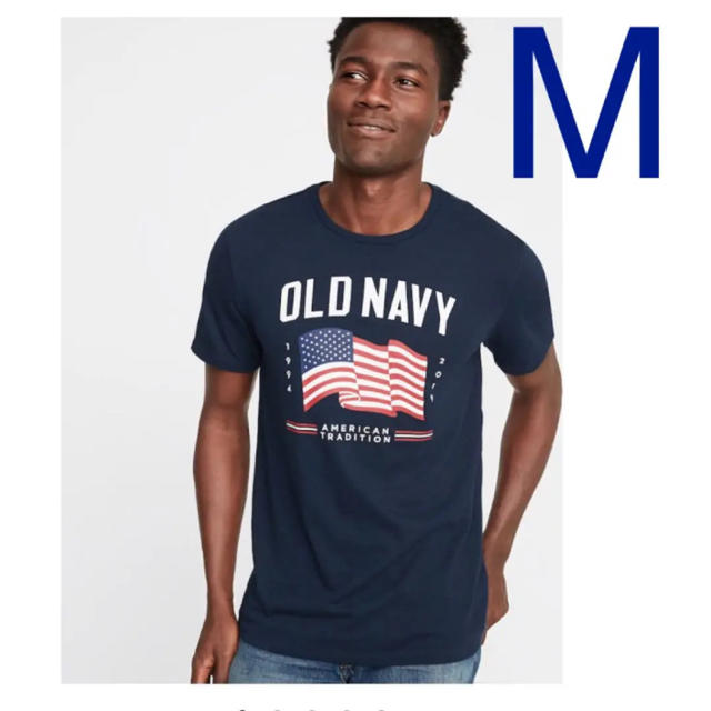 Old Navy(オールドネイビー)の2019年限定★OLD NAVY メンズM 星条旗フラッグTシャツ ネイビー メンズのトップス(Tシャツ/カットソー(半袖/袖なし))の商品写真