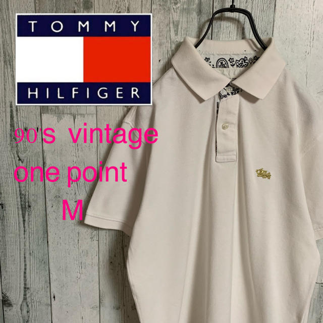 TOMMY(トミー)の90's トミー ワンポイント ロゴ金刺繍  デザイン ポロシャツ メンズのトップス(ポロシャツ)の商品写真