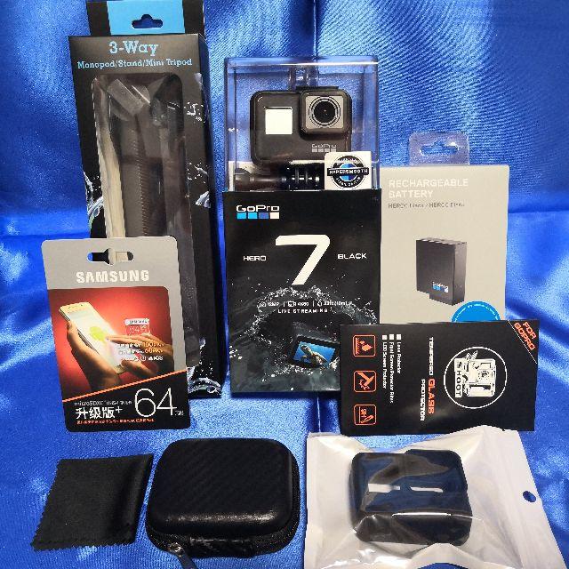 日本限定 9点セット!!HERO7 Black⑦ バッテリ 防水SD64GB 3way ...