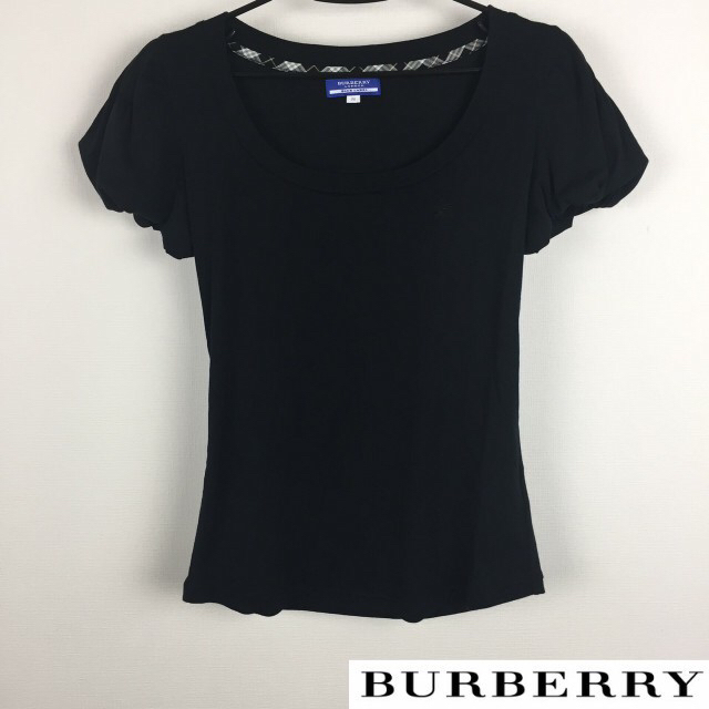 極美品 BURBERRY BLUE LABEL 半袖カットソー ブラック BURBERRY BLUE LABEL 半袖 カットソー