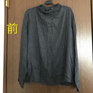 ユニクロ(UNIQLO)のユニクロ レディース レーヨンハイネックブラウス チャコールグレーLサイズ(シャツ/ブラウス(長袖/七分))