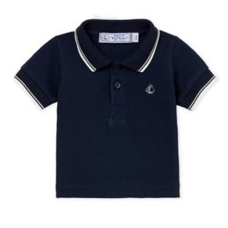 プチバトー(PETIT BATEAU)のプチバトー 19SS 鹿の子編みポロシャツ 36m ネイビー(Tシャツ/カットソー)