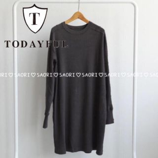 トゥデイフル(TODAYFUL)のTODAYFUL【美品】Vintage Rib OP グレー★ungrid(ひざ丈ワンピース)