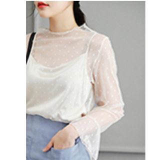 ディーホリック(dholic)のdholic♡新品♡シースルードットトップス(カットソー(長袖/七分))