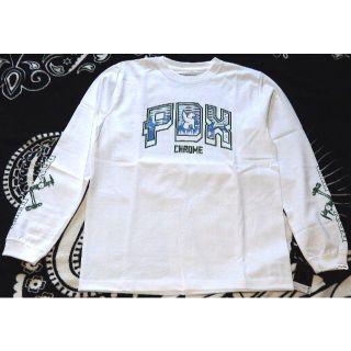 クローム(CHROME)の新品 CHROME PDX HUB ロンT S ホワイト 袖,バックプリント(Tシャツ/カットソー(七分/長袖))