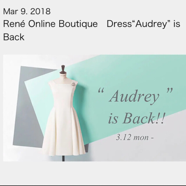 René(ルネ)の2018 "Audrey" Rene 34 ルネ オードリー ワンピース レディースのワンピース(ひざ丈ワンピース)の商品写真