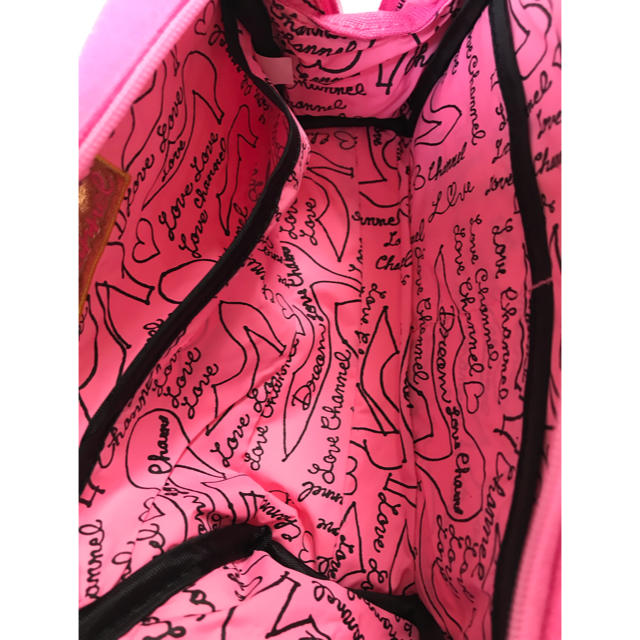 LOVE CHANNEL ラブチャンネル◆チャーム ポーチ ピンク リネン レディースのファッション小物(ポーチ)の商品写真