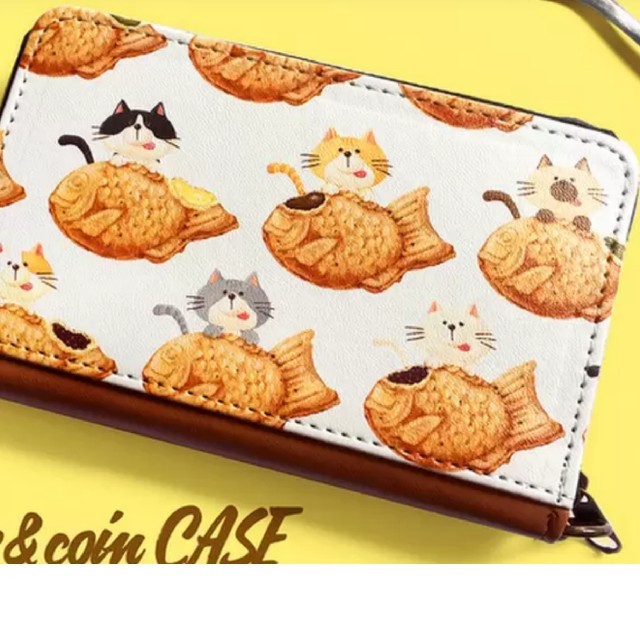 FELISSIMO(フェリシモ)の猫と鯛焼き　パスケース×コインケース レディースのファッション小物(名刺入れ/定期入れ)の商品写真