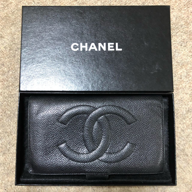 CHANEL シャネル 2つ折り財布 正規品キャビアンスキン 小物 折り財布 ...