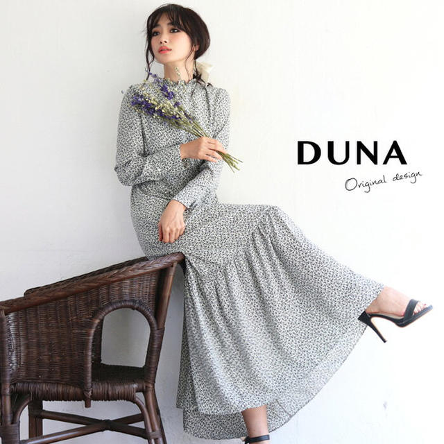 DUNA 花柄ロングワンピース