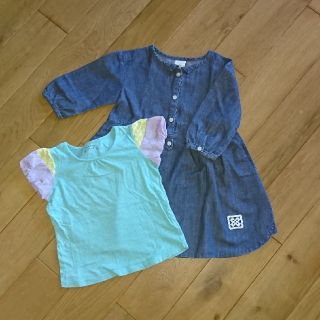 ユニカ(UNICA)のユニカ 七分袖デニムカラーワンピースとTシャツ120㎝(ワンピース)