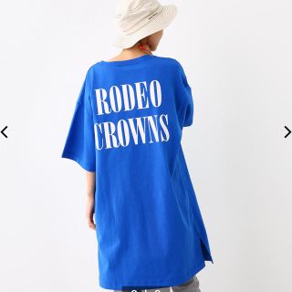 ロデオクラウンズワイドボウル(RODEO CROWNS WIDE BOWL)のRCWB♡champion ルーズTワンピース ブルー(ひざ丈ワンピース)