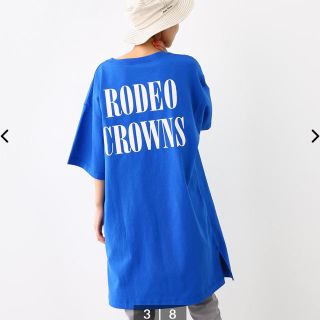 ロデオクラウンズワイドボウル(RODEO CROWNS WIDE BOWL)のRCWB♡champion ルーズTワンピース ブルー(ひざ丈ワンピース)