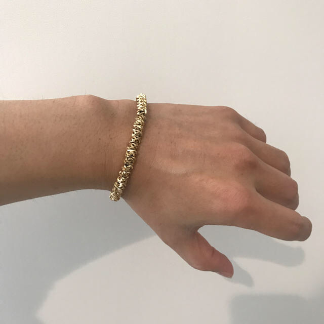 着画有りゴールド ブレスレット 〜17cm GACKT スタイル ユニセックス メンズのアクセサリー(ブレスレット)の商品写真