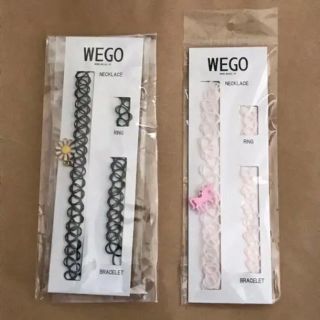 ウィゴー(WEGO)のWEGO タトゥチョーカーセット フラワー 黒 ユニコーン ピンク(ネックレス)