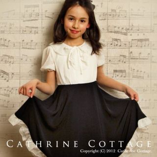 キャサリンコテージ(Catherine Cottage)のキャサリンコテージ☆ワンピース☆140cm☆半袖☆フォーマル☆黒☆白☆発表会(ワンピース)