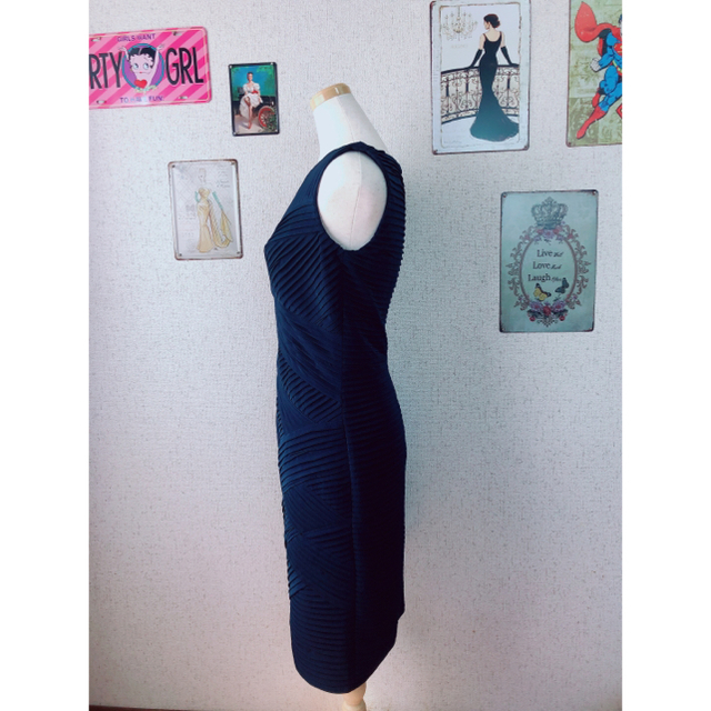TADASHI SHOJI(タダシショウジ)の一度使用 S タダシショージ ワンピース ドレス ネイビー レディースのワンピース(ひざ丈ワンピース)の商品写真