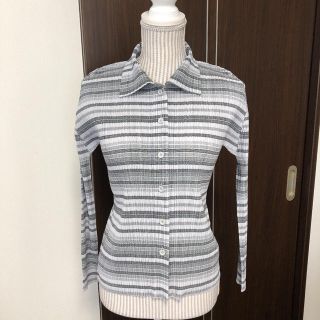 プリーツプリーズイッセイミヤケ(PLEATS PLEASE ISSEY MIYAKE)の美品イッセイミヤケプリーツプリーズボーダーシャツ☆(Tシャツ(長袖/七分))