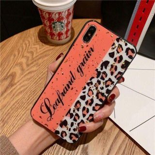 オレンジ ヒョウ柄 iphoneケース iphoneXS ケース(iPhoneケース)