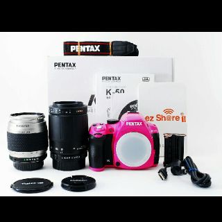 ペンタックス(PENTAX)のショット極少!!ペンタックス Pentax K-50 Wレンズセット ピンク♪(デジタル一眼)