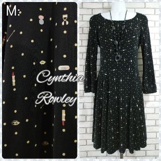 シンシアローリー(Cynthia Rowley)のM: 新品 天然素材ワンピース／シンシアローリー★未使用★コスメ柄(ひざ丈ワンピース)