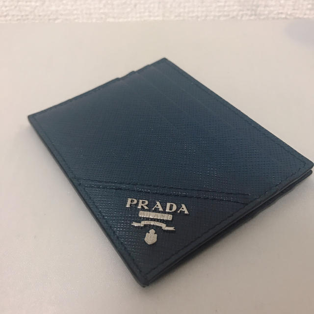 ★値下げ中★【超美品】PRADA サフィアーノレザー カードホルダー ネイビー