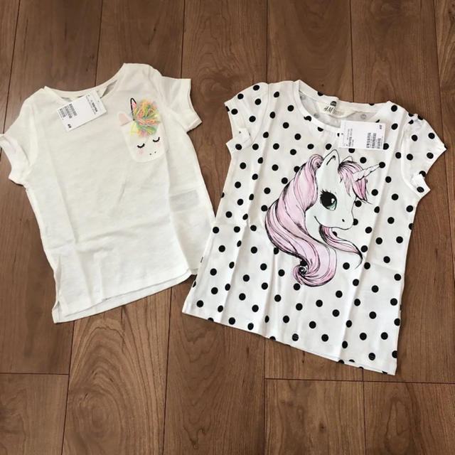 H&M(エイチアンドエム)のH&M☆新品Tシャツセット 100.110 キッズ/ベビー/マタニティのキッズ服女の子用(90cm~)(Tシャツ/カットソー)の商品写真