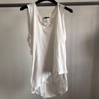 アンドゥムルメステール(Ann Demeulemeester)のアンドゥムルメステール ／アシメトリー ノースリーブカットソー ホワイト 38(カットソー(半袖/袖なし))