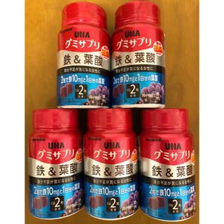 ユーハミカクトウ(UHA味覚糖)のグミサプリ 鉄＆葉酸 30日分 60粒 5本まとめ売り(ビタミン)