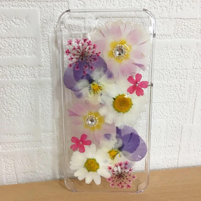 押し花  iPhoneケース スマホケース カバー スマホ/家電/カメラのスマホアクセサリー(iPhoneケース)の商品写真