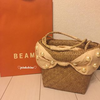 ビームス(BEAMS)の★BEAMS/ECODECO パールリボン STRAWBAG★(かごバッグ/ストローバッグ)