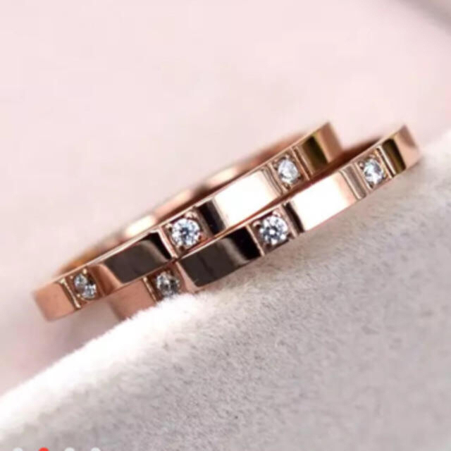 チタンステンレス 3czダイヤモンド 2mm リング ピンクゴールド レディースのアクセサリー(リング(指輪))の商品写真
